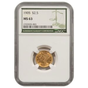 1905 Liberty Head $2.5 Gold Quarter Eagles NGC MS-63 Green Label