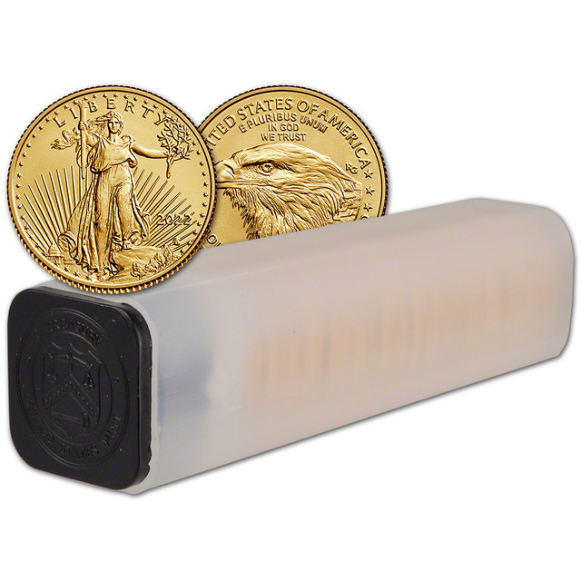 Buy 2022 $5 American Gold Eagle 1/10 oz – 1 Roll Fifty 50 BU Coins