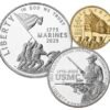 U.S. Marine Corps 250th Anniversary 2025 Three-Coin Proof Set full display