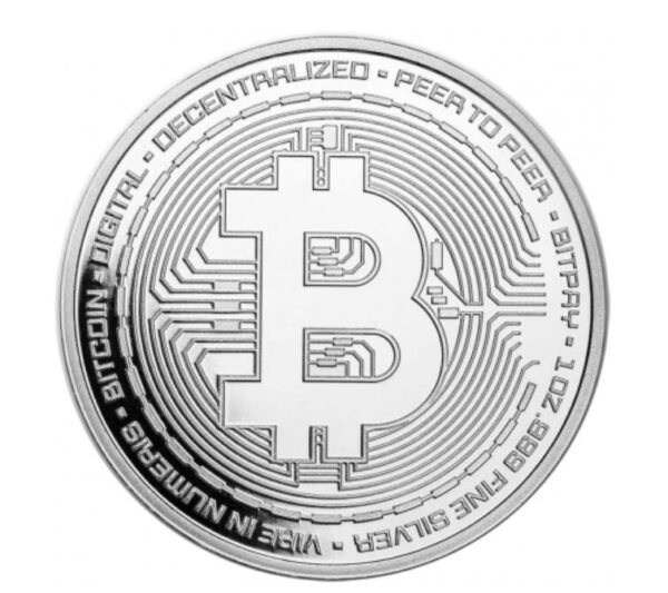 1 oz Bitcoin Silver Coin – Pure .999 Fine Silver | Modern Crypto-Themed Collectible