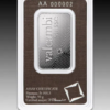 50 gram Valcambi Suisse platinum bar in assay card containing .9995 fine platinum